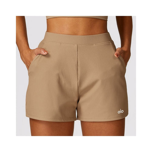 ALONEADV European and American style quick drying shorts for women summer Pilates elastic high waisted loose fitness sports shorts